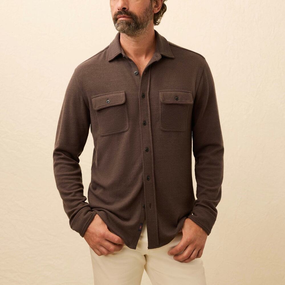 Faherty Legend Valley Brown Twill Sweater Shirt XL NEW Dual Pocket LS Button Up